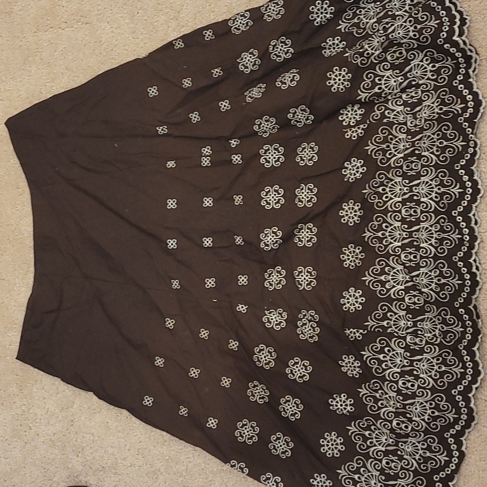 High waisted knee length skirt brown